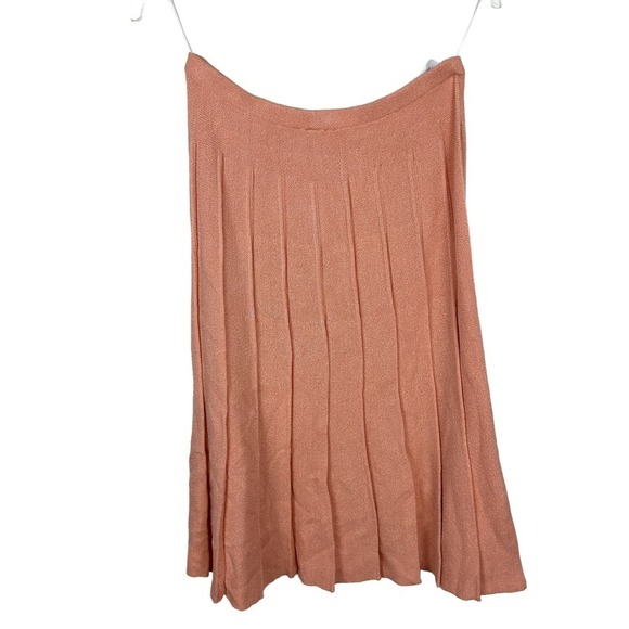 Vintage Union Made Blush Pink Pleated Knit Midi Skirt M/L - Picture 1 of 4
